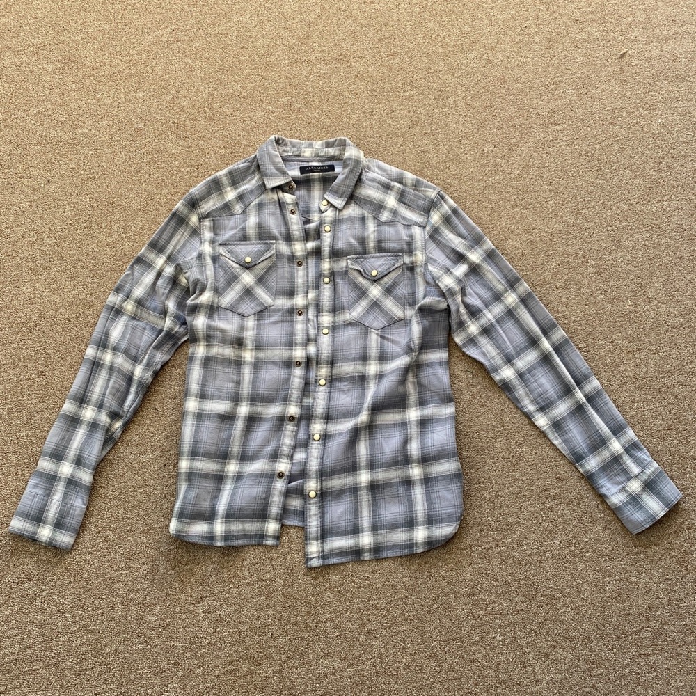 All Saints Plaid Button Down